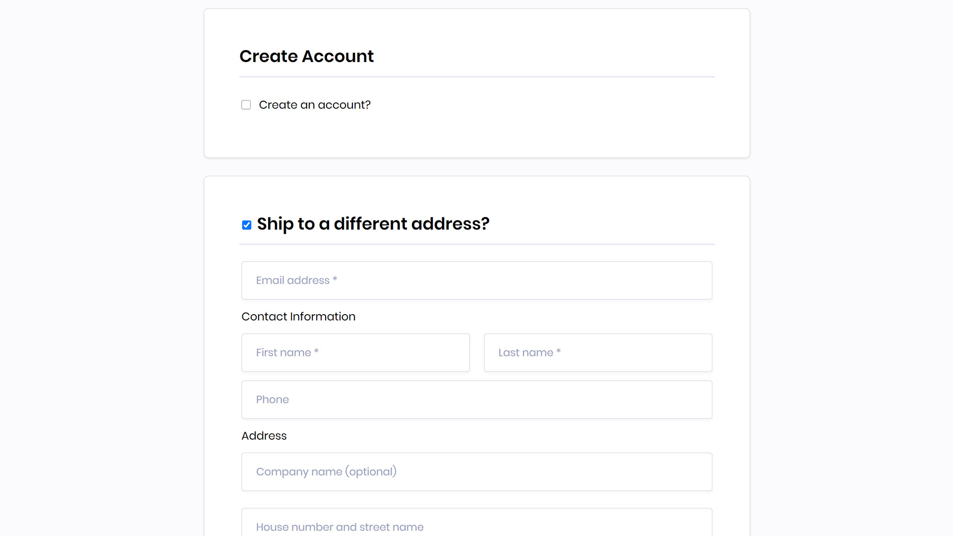 Create Account Section