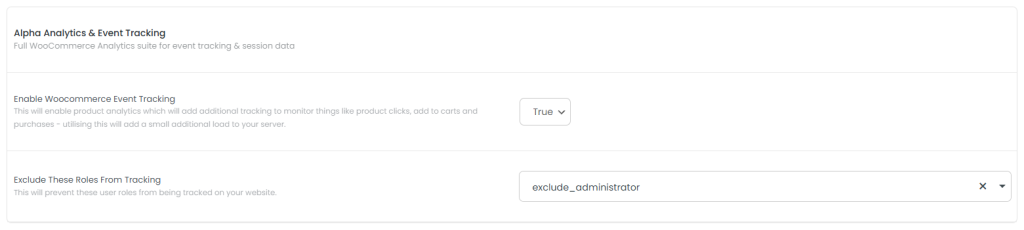 WooCommerce Event Tracking Settings