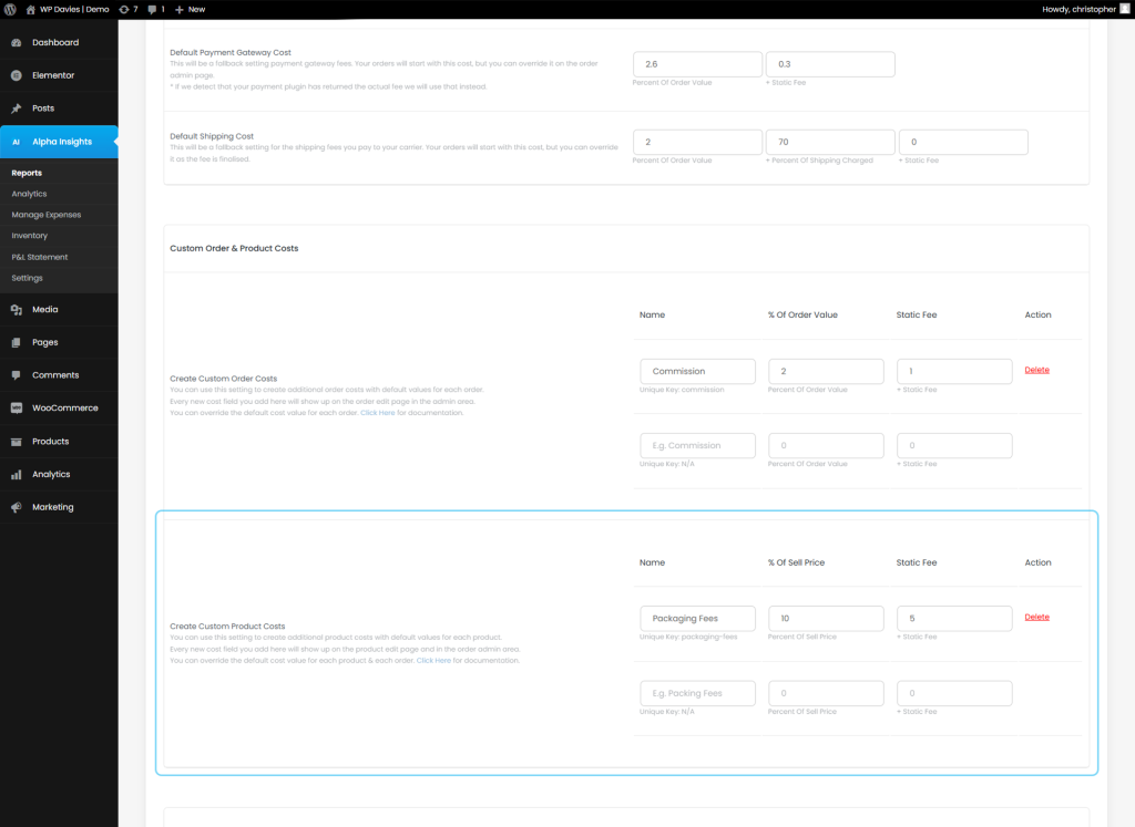 Custom Product Cost Options For WooCommerce