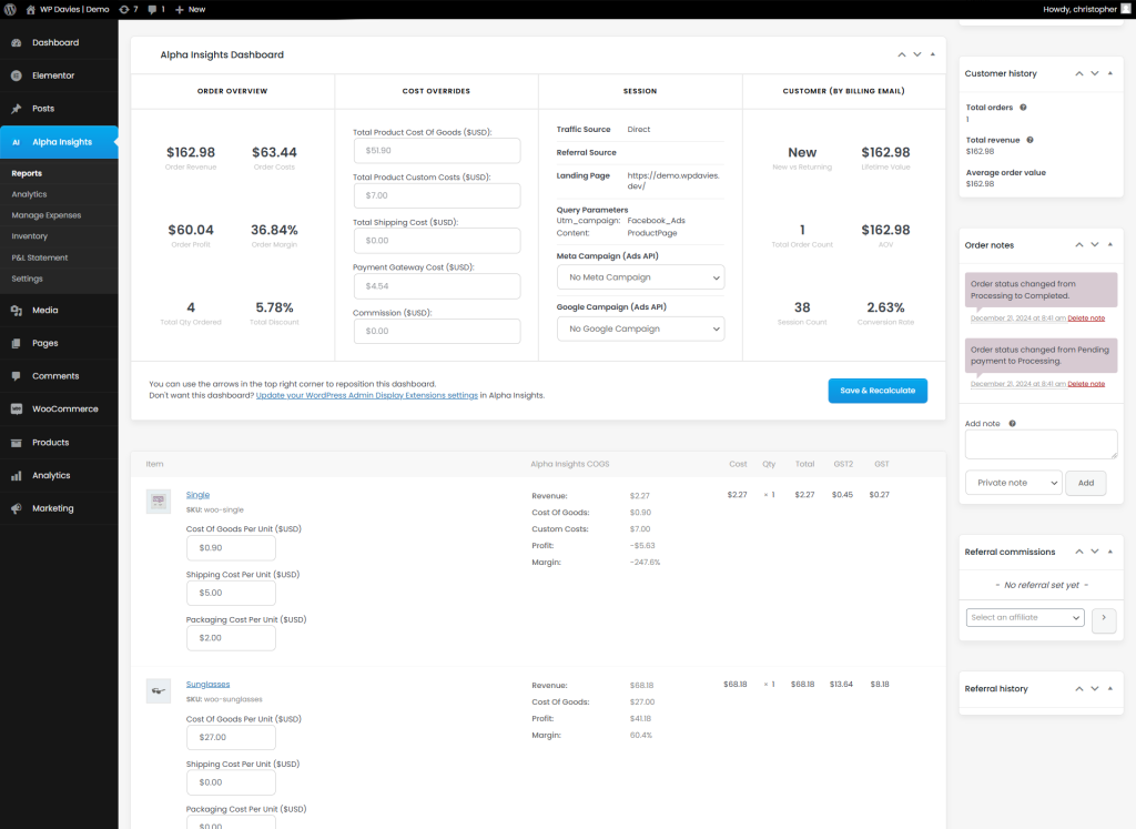 Custom Product Costs For WooCommerce